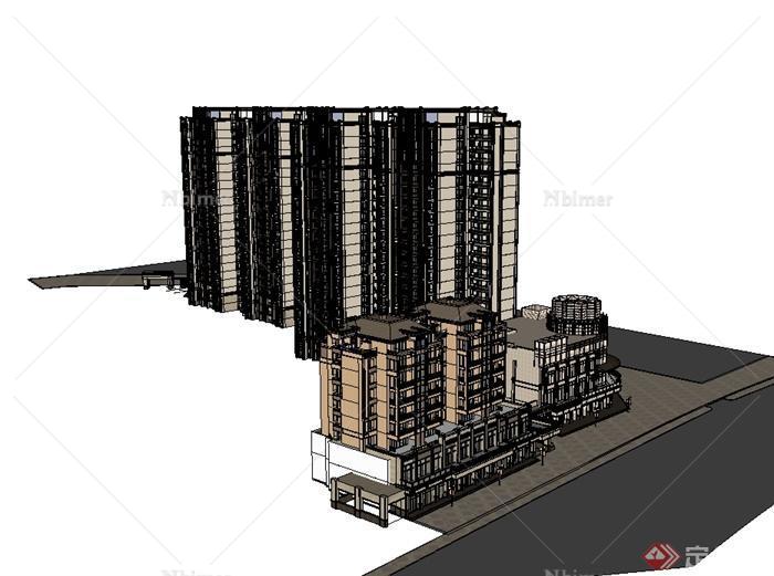 新古典多层高层商业住宅楼设计su模型[原创]