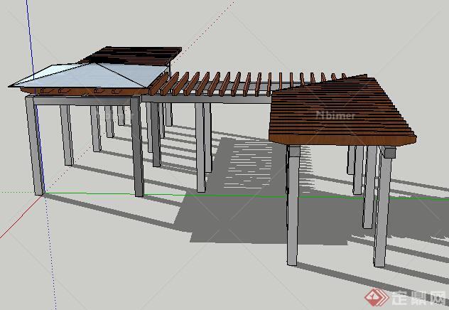 园林景观之现代风格廊架设计su模型2