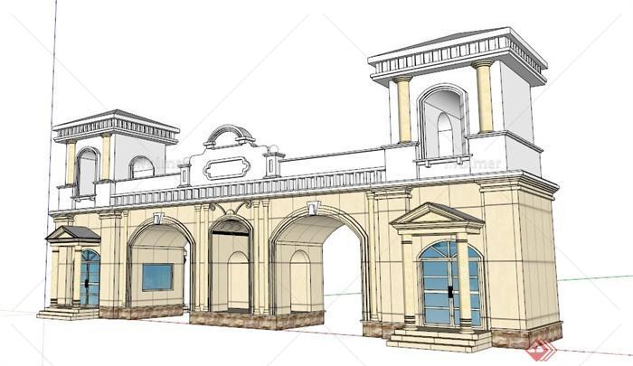 欧式风格某入口大门设计su模型