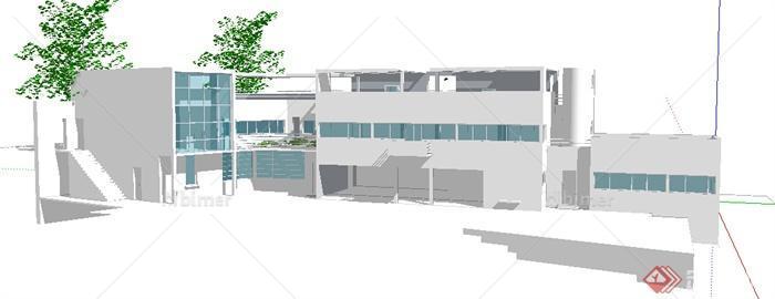 某现代风格多层住宅建筑设计方案SU模型3