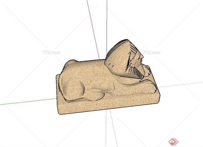 埃及狮身人面像雕塑小品SU模型[原创]
