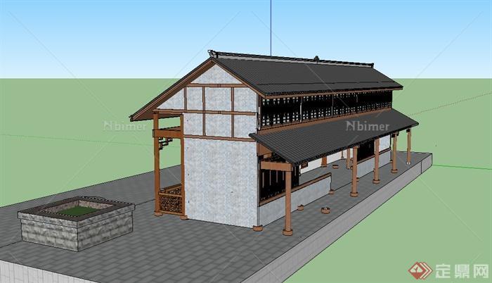 中国古典单层居住建筑楼su模型[原创]