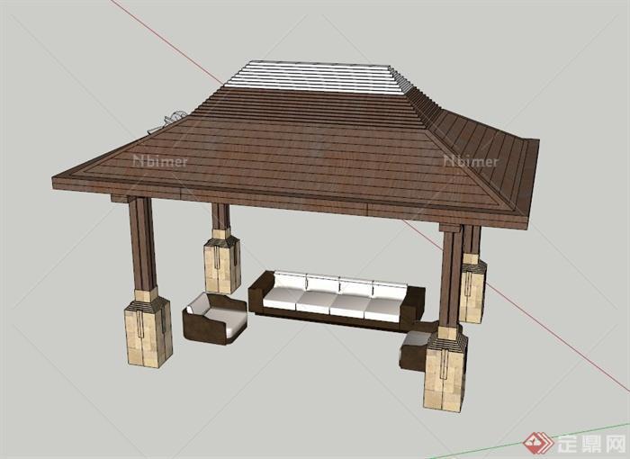 亭子沙发组合设计SU模型