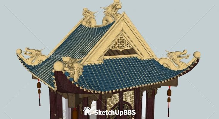 很细致的中国古建SketchUp模型提供下载分享带截