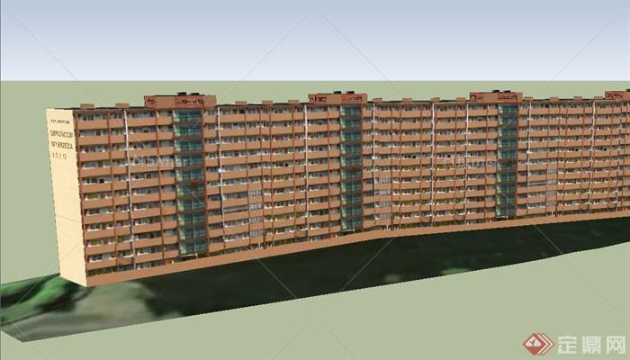 某多层超长型住宅建筑设计SU模型