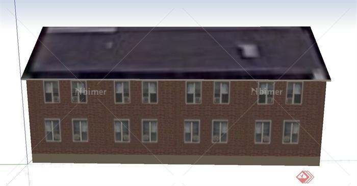 某两层坡屋面住宅建筑设计SU模型