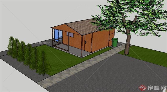 某庭院小屋建筑设计SU模型