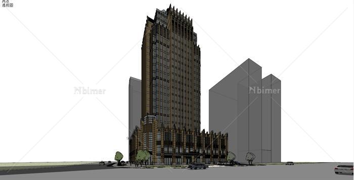 新古典高层办公大厦建筑设计su模型[原创]