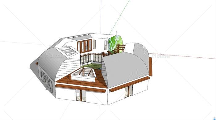 环形创意小别墅SketchUp模型[原创]