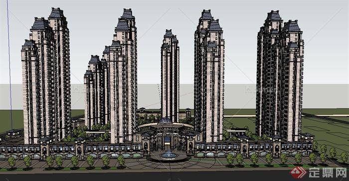 多个精美高层住宅小区规划设计SU建筑模型[原创]