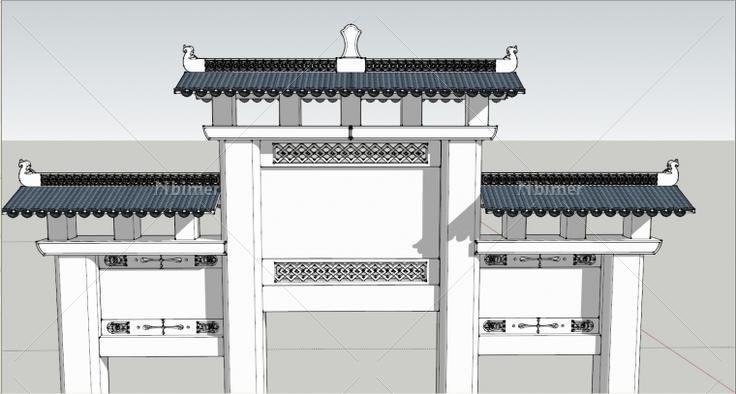 古建筑牌坊SketchUp模型提供下载分享带截图预览