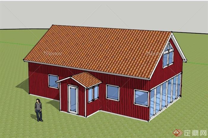 两层乡村建筑设计SU模型