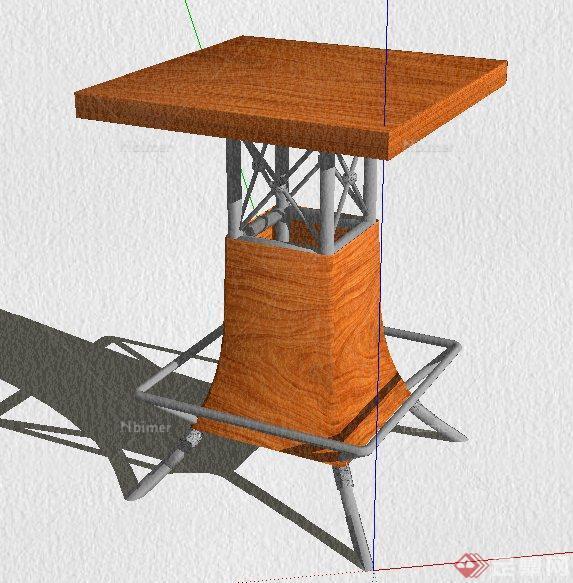 现代风格木制高脚桌su模型