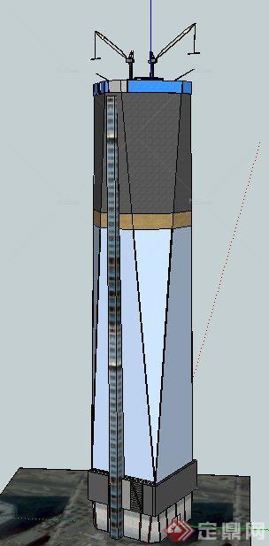 一栋施工中高层建筑su模型