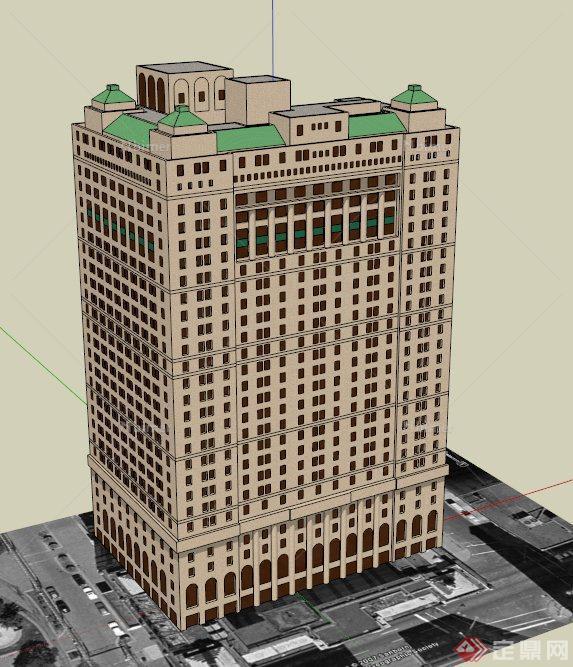 一栋酒店大楼建筑设计SU模型