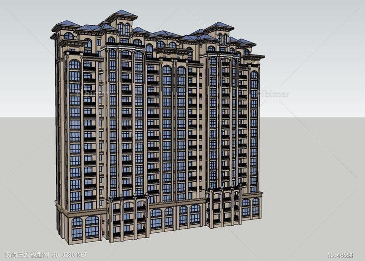 简欧住宅建筑高层住宅 su模型 3d