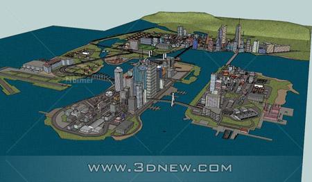 超级精细的海滨城市规划模型