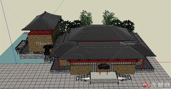 某古典中式唐朝建筑设计SU模型