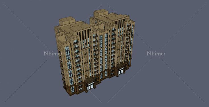 简欧高层住宅公寓(35895)su模型下载