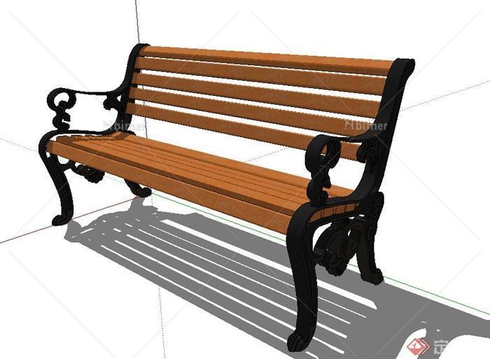 现代公园长条凳设计SU模型
