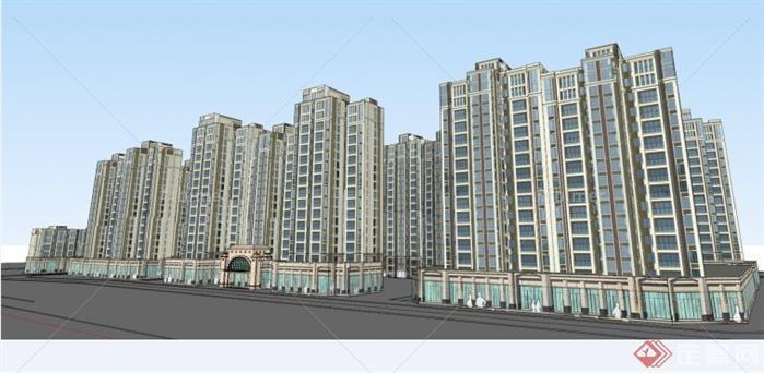 高层商住楼建筑设计SU模型[原创]