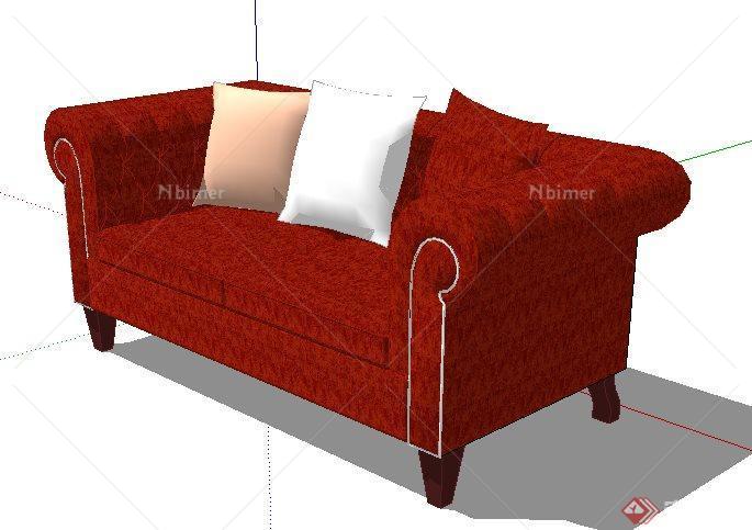 红色双人沙发su模型[原创]