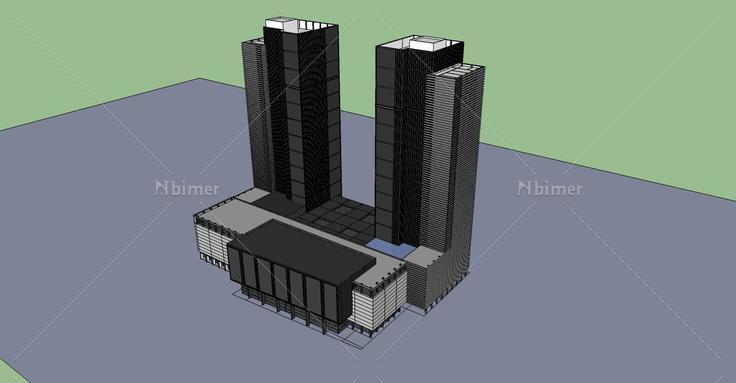 现代商业办公楼(76652)su模型下载