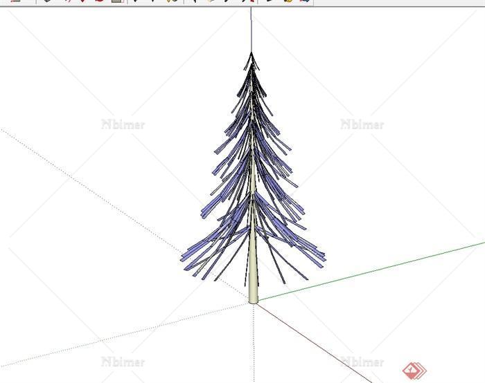 经典松树详细素材设计SU模型[原创]