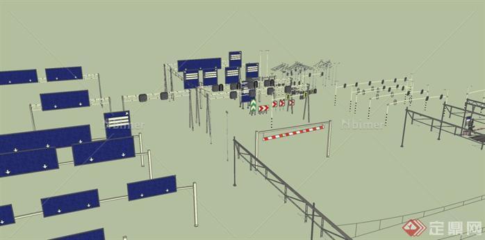 高速公路导向牌SU模型