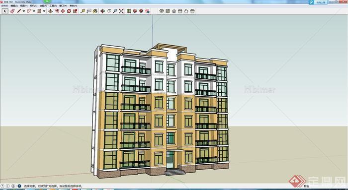 某多层居住建筑楼房设计SU模型