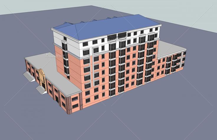 简欧风格小高层办公楼(46374)su模型下载