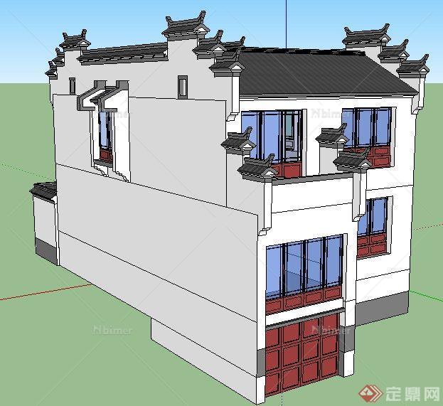 某徽派小型别墅建筑设计su模型