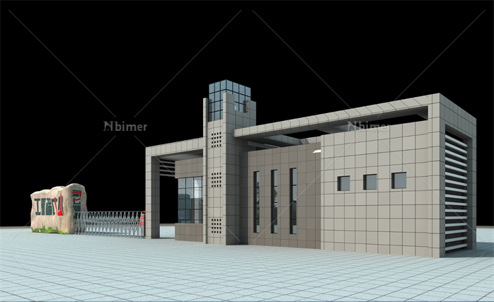 某重工厂区总图、综合楼及大门（含SU模型，和CA