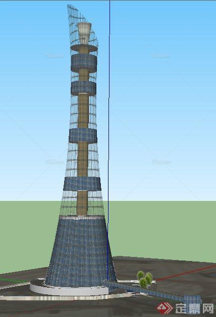 现代高层商务大厦建筑设计su模型