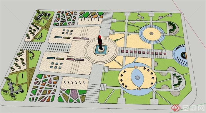 某现代小型主题广场景观规划设计SU模型