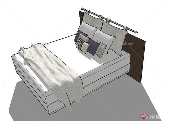 现代某卧室内双人床设计SU模型[原创]