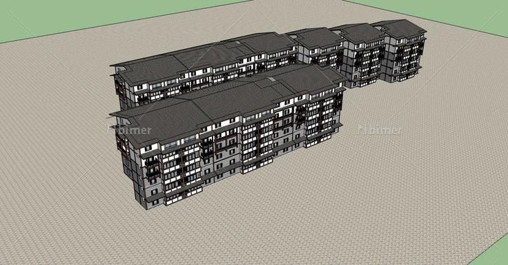 中式多层住宅楼(79474)su模型下载