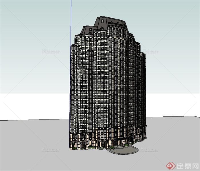 某古典风格住宅高层建筑设计su模型[原创]
