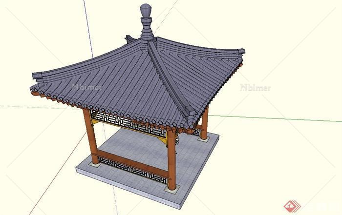 某公园古典中式四角亭设计su模型