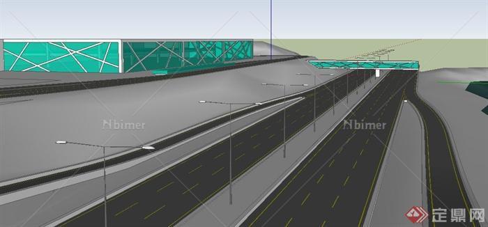 多行道城市道路su模型