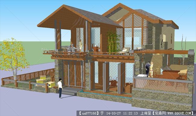 一个泰式别墅建筑方案SU精致设计模型