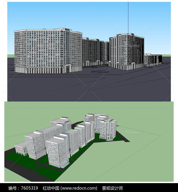 办公楼设计建筑草图大师SU模型