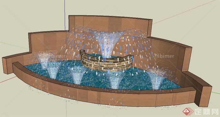 某现代简约喷泉水池xu模型