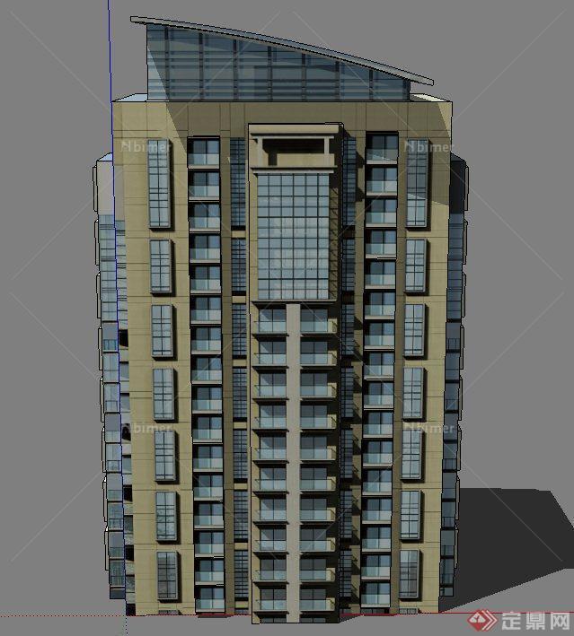 现代某小高层住宅建筑设计SU模型