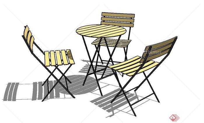 三个木质桌椅设计SU模型[原创]
