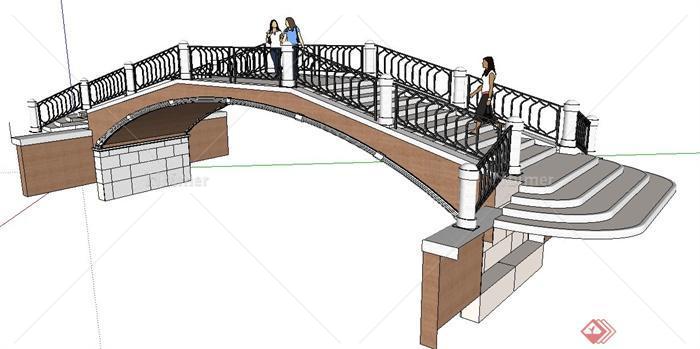 现代风格园林拱桥su模型