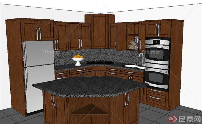 某室内居住厨房设计SU模型素材