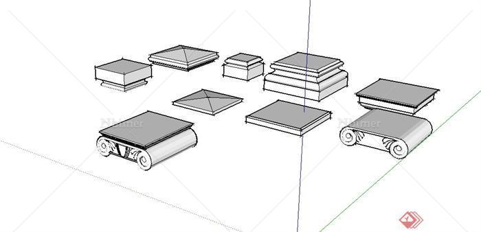 多个柱头设计的SU模型素材