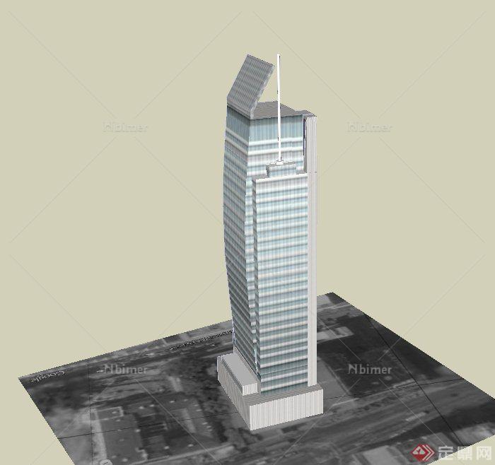 现代风格某高层电信办公楼建筑设计SU模型