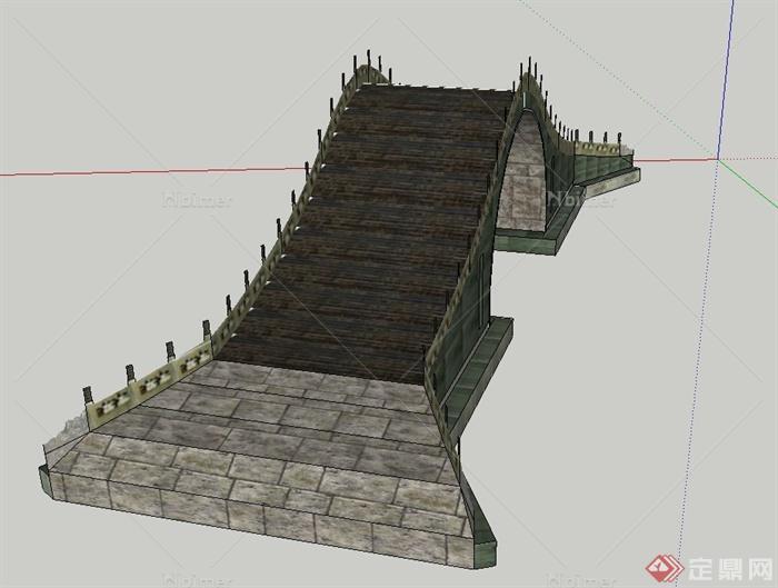 园林景观节点古典中式拱桥设计SU模型